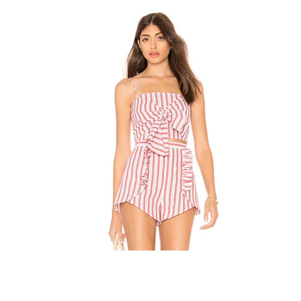 Striped Red & White Tie-Front Crop Top - Women